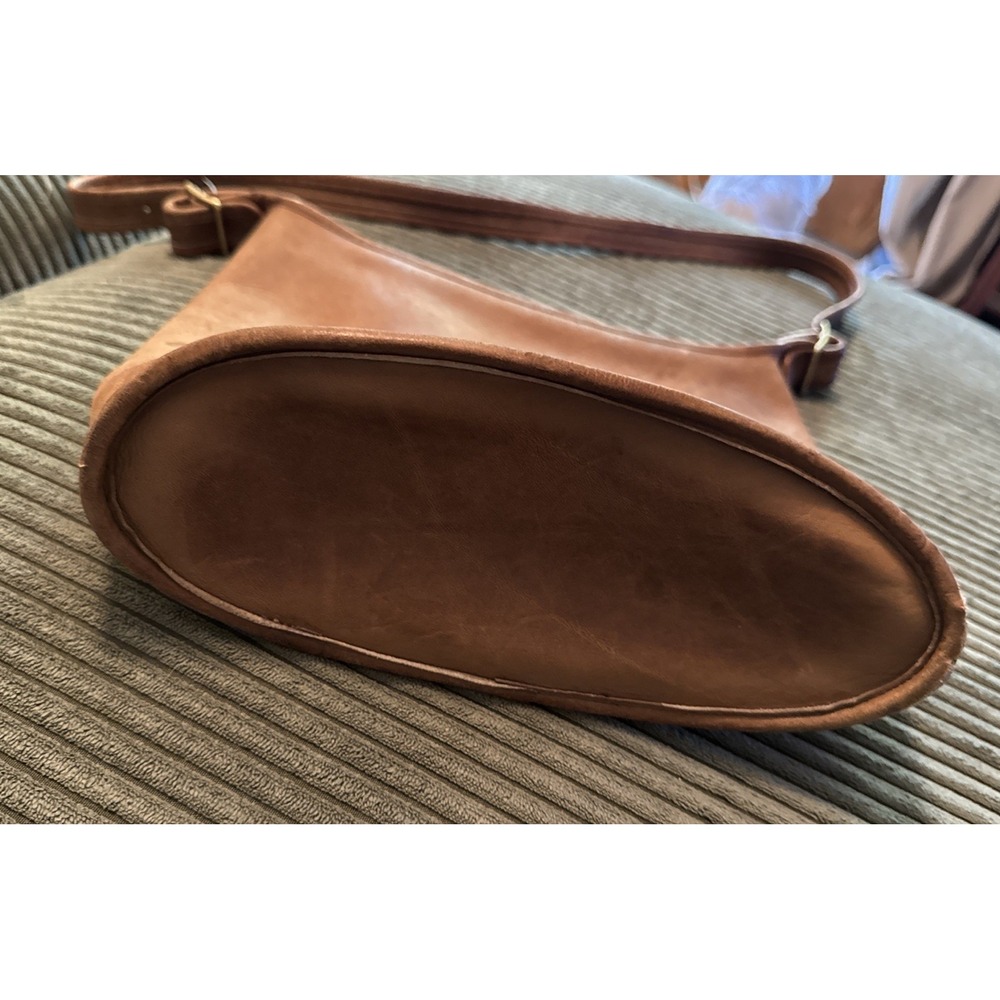 RARE Coach Purse NYC Vintage 80s Tan Leather Bag Brown Chunky Zipper - Picture 14 of 16